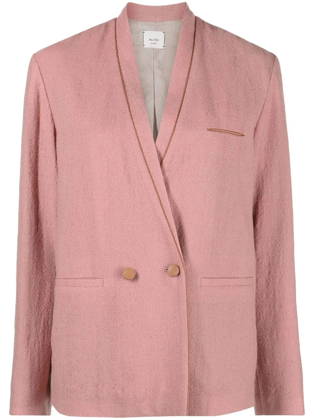 

Alysi double-breasted collarless blazer - PINK