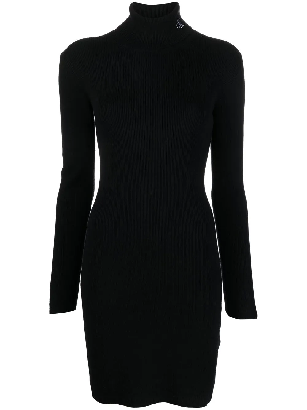 

Calvin Klein Jeans embroidered-logo roll neck dress - Black