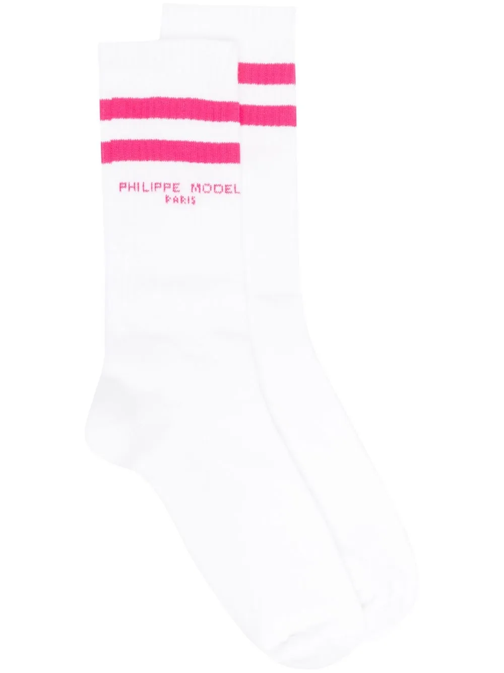 

Philippe Model Paris calcetines con rayas y logo en intarsia - Blanco