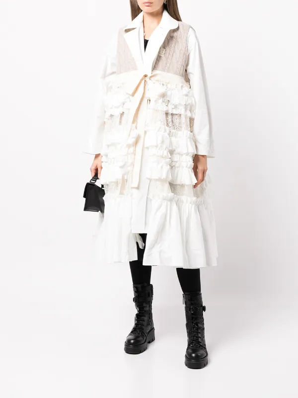 Comme Des Garçons TAO Reversible lace-detail Trench Coat - Farfetch