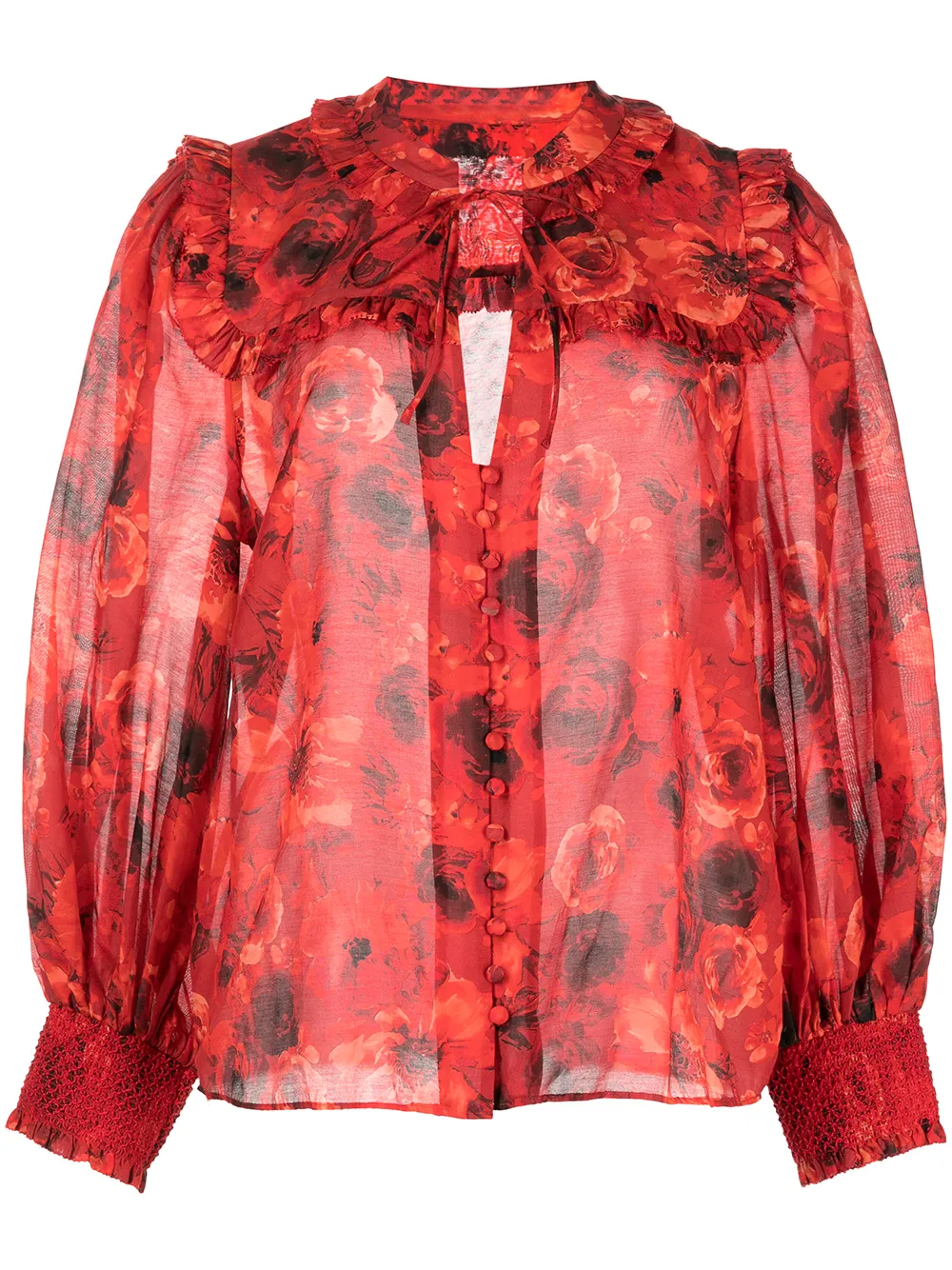 

alice + olivia Bette Oceanside floral blouse - Red