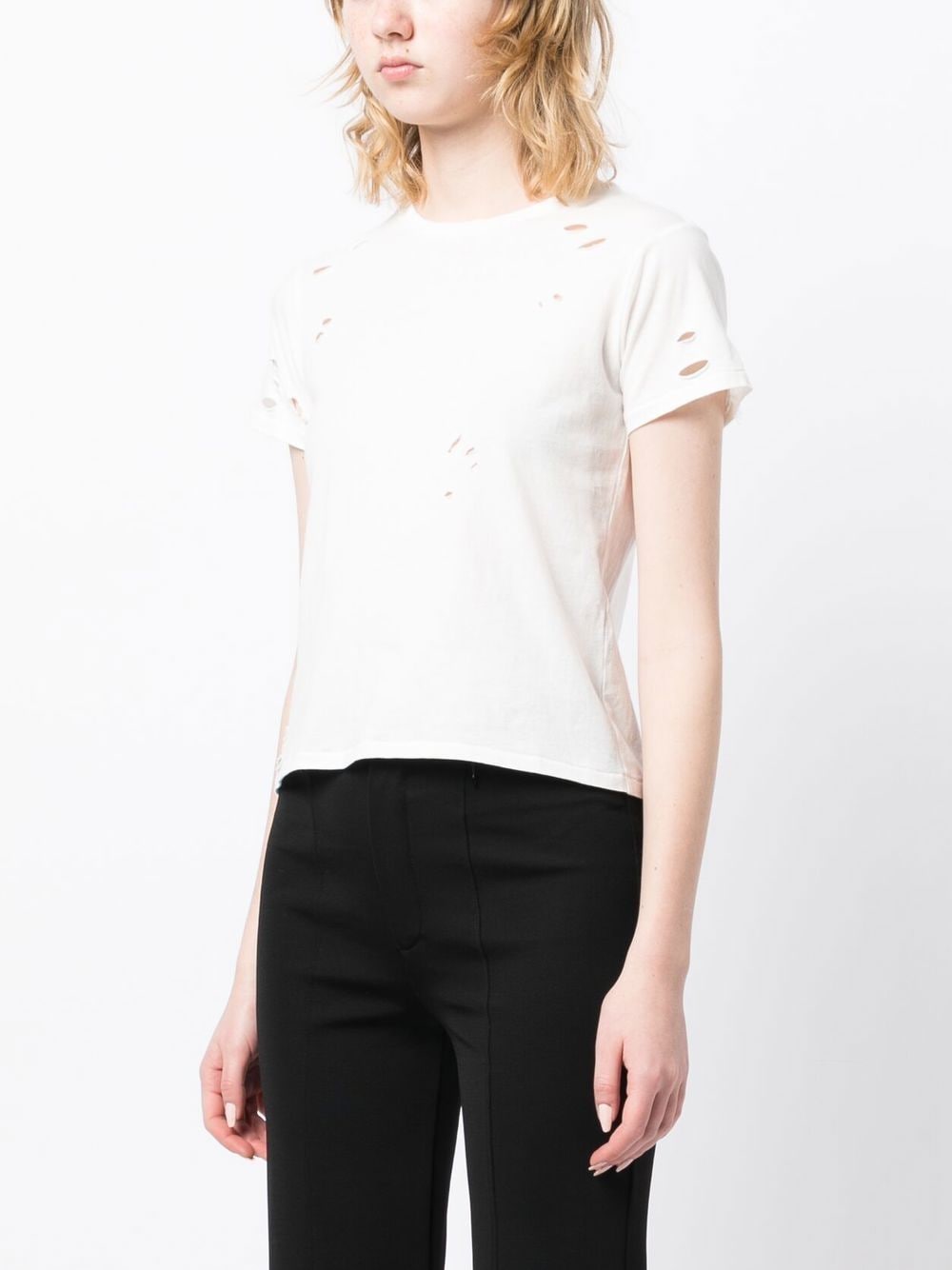 Shop Cynthia Rowley Punch-hole Detailing Cotton T-shirt In White