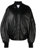 The Attico leather bomber jacket - Black