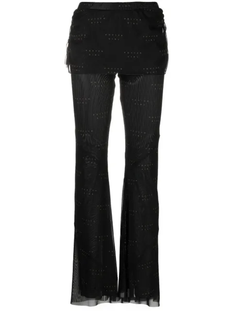 POSTER GIRL overlay-panelled logo print trousers