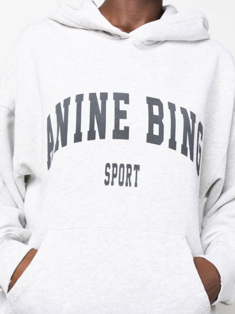 ANINE BING logo-print Detail Hoodie - Farfetch