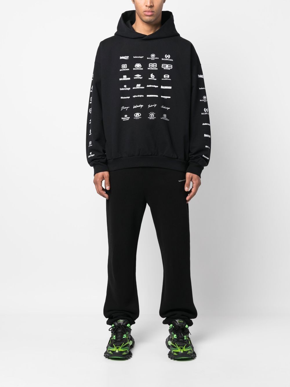 Shop Balenciaga Archives Logos-print Hoodie In Black