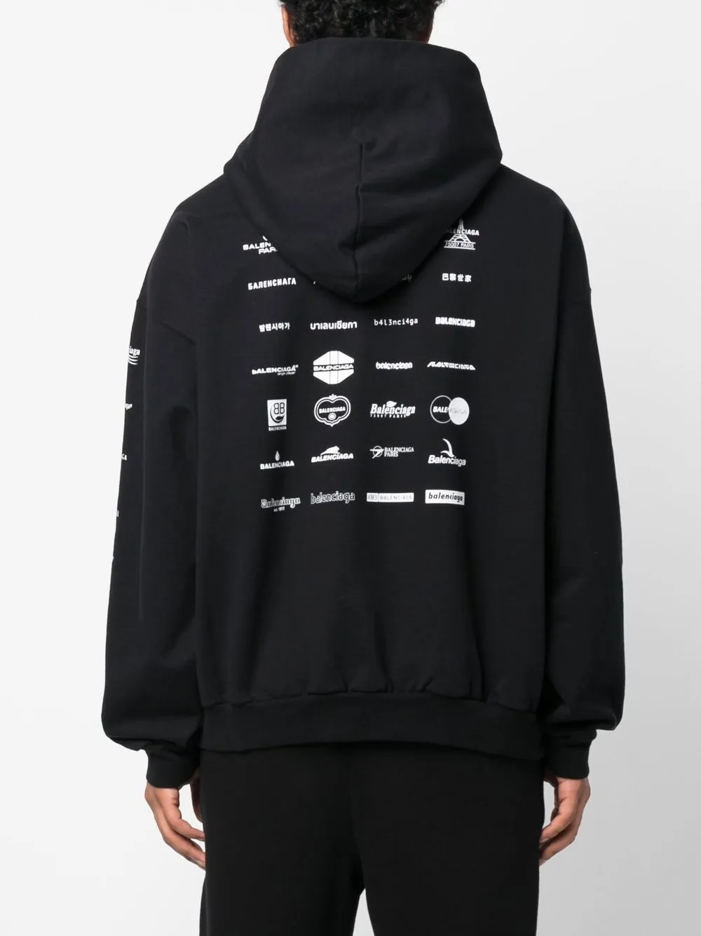 Shop Balenciaga Archives Logos-print Hoodie In Black