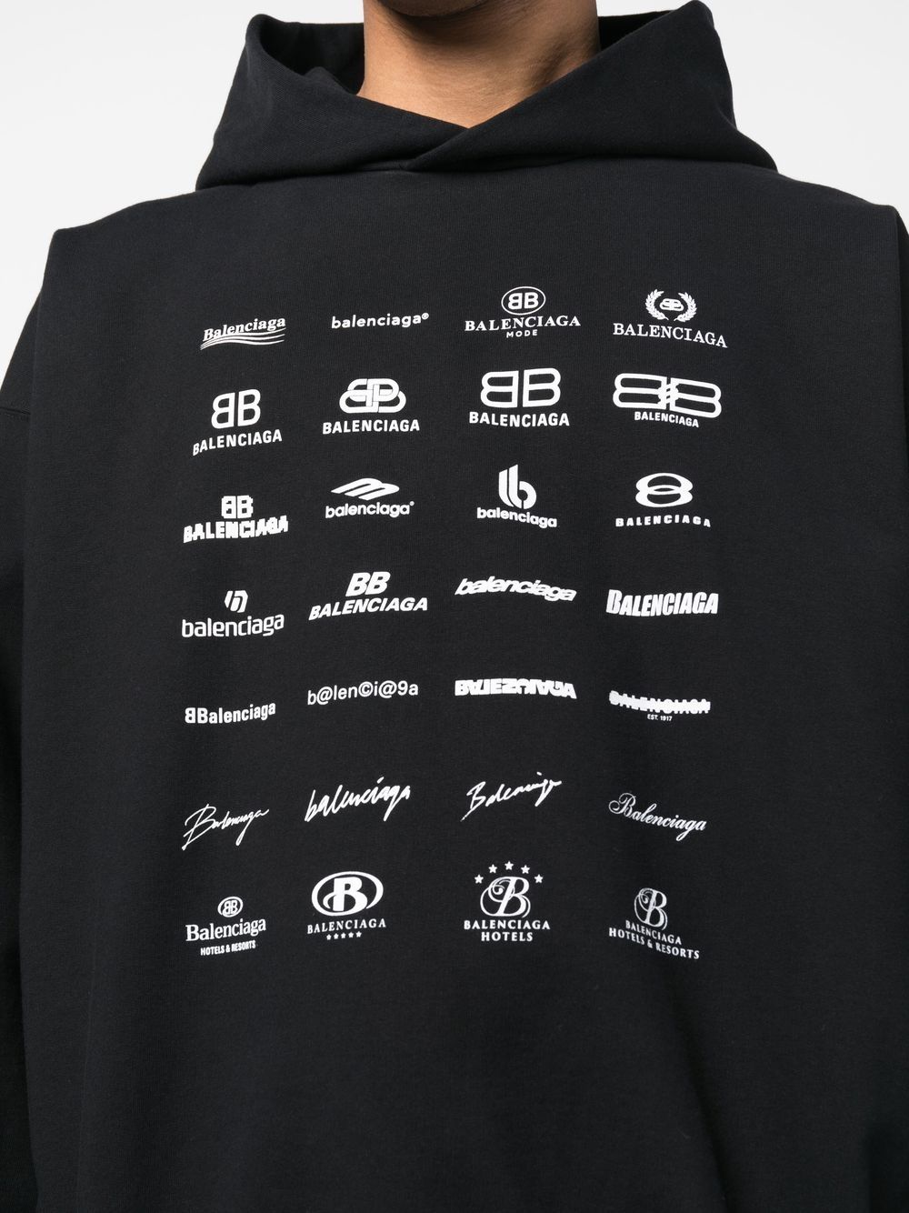 Shop Balenciaga Archives Logos-print Hoodie In Black