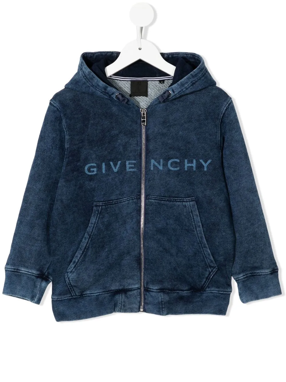 

Givenchy Kids logo-print denim hooded sweatshirt - Blue