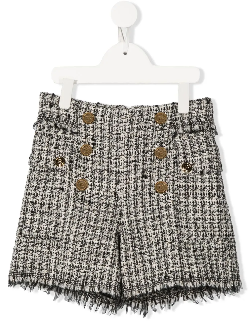 Image 1 of Balmain Kids button-embellished tweed shorts