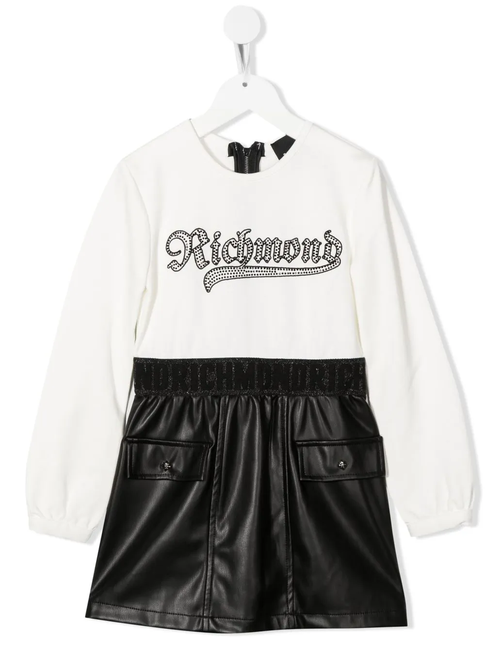 

John Richmond Junior playera con logo y detalles de strass - Blanco