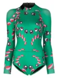Cynthia Rowley Vine Floral high-cut swimsuit - Green