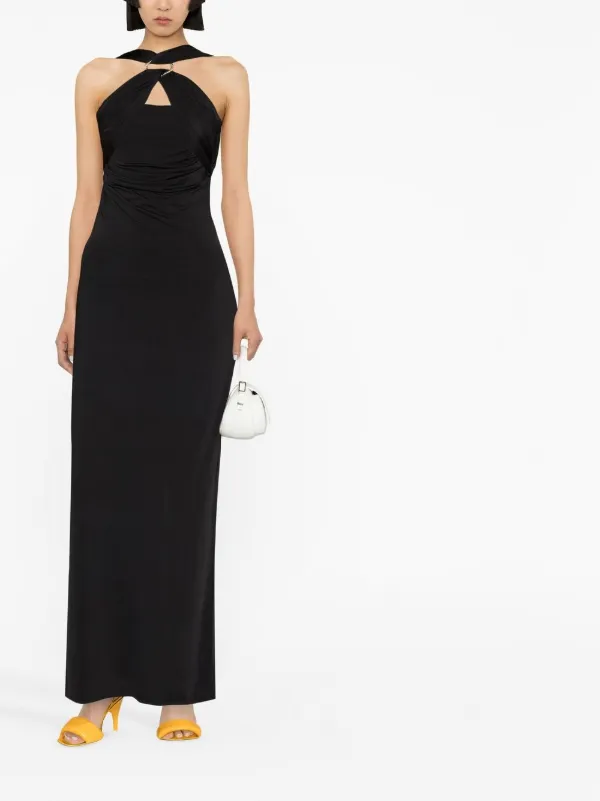 The Attico Draped Halterneck Dress | Black | FARFETCH