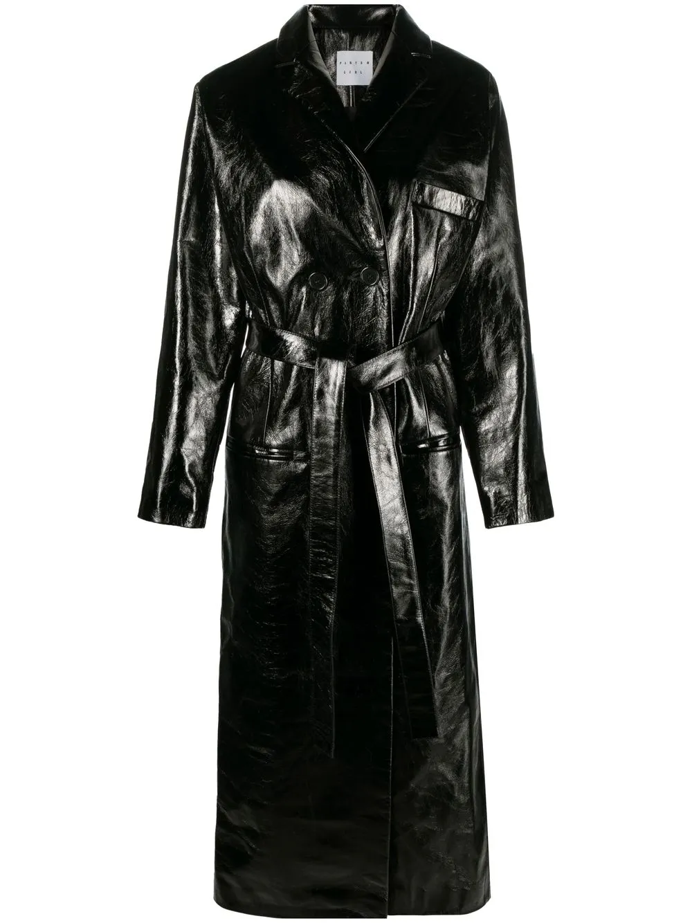 

POSTER GIRL belted button-front coat - Black
