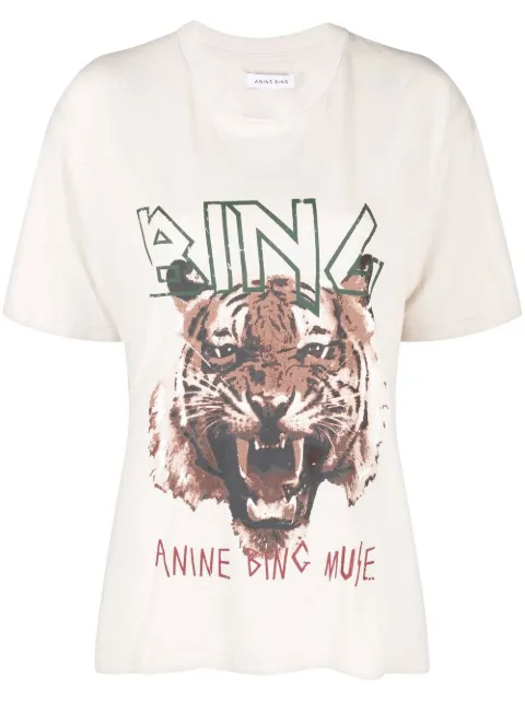 ANINE BING Tiger-print organic-cotton T-shirt
