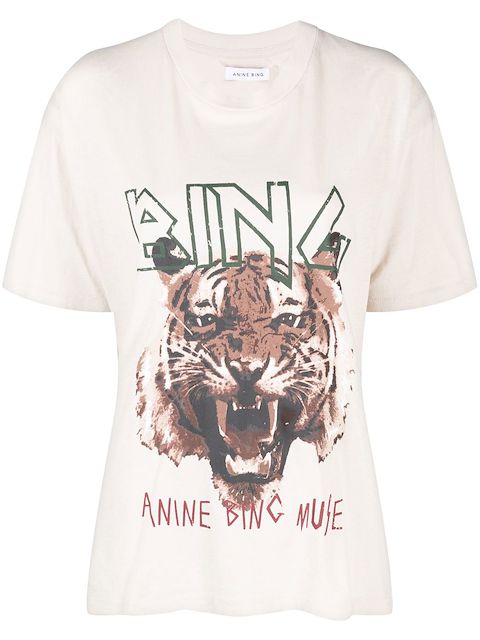 ANINE BING T-Shirt aus Bio-Baumwolle mit Tiger