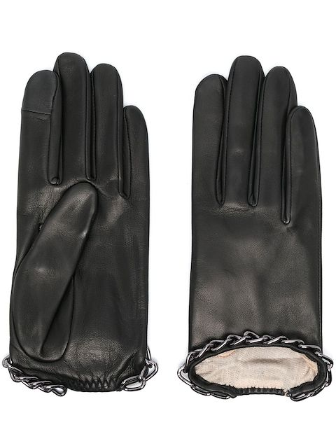 Agnelle Sophia chain-link leather gloves