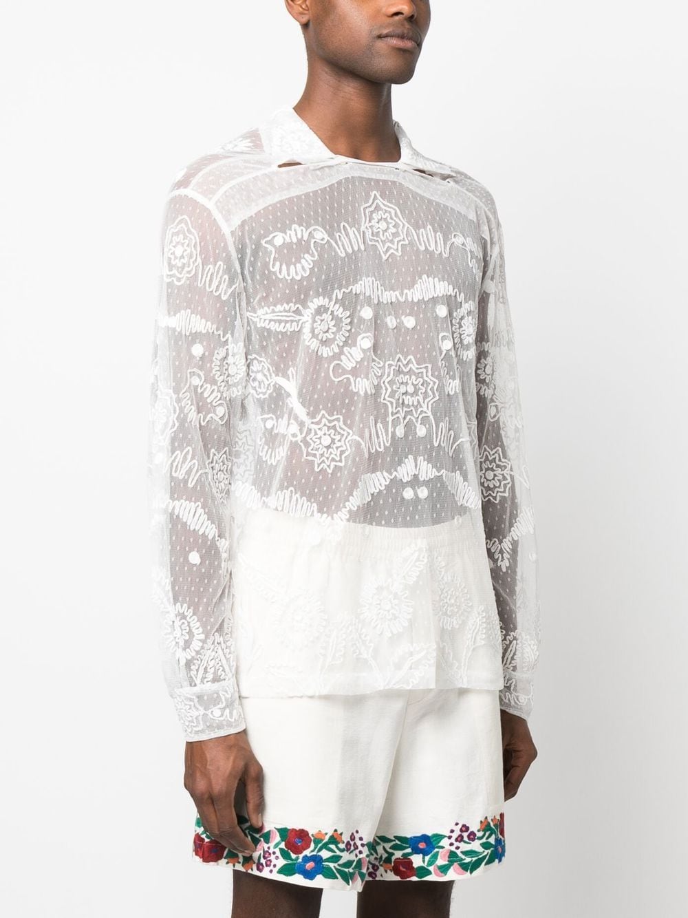 Shop Bode Contour-ribbon Pullover Shirt In White