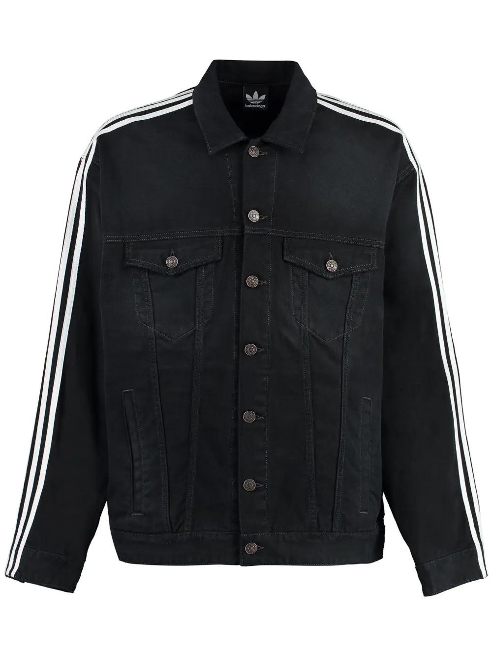 Balenciaga x Adidas side stripe Denim Jacket Black FARFETCH CA