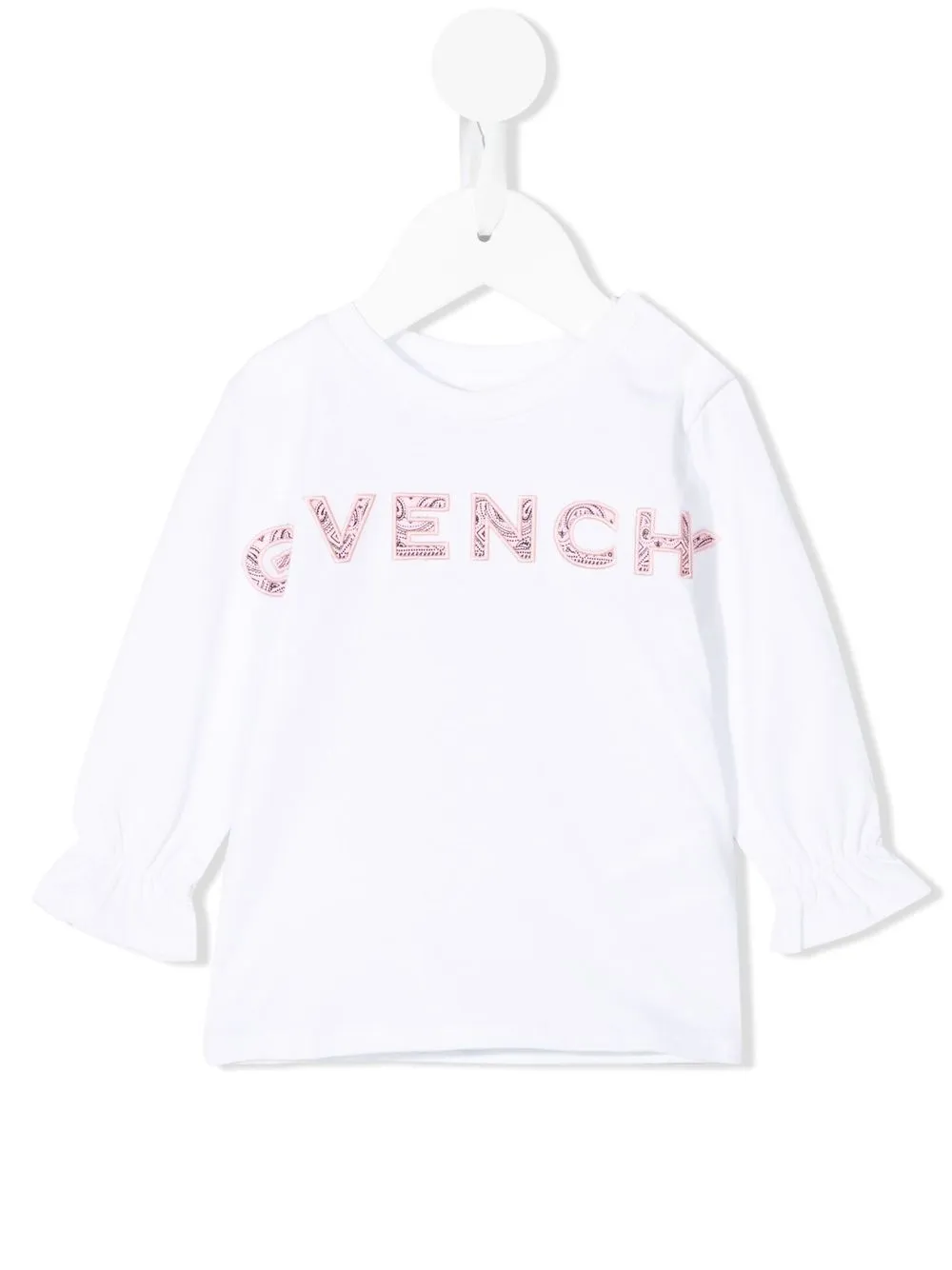 

Givenchy Kids playera manga larga con logo estampado - Blanco