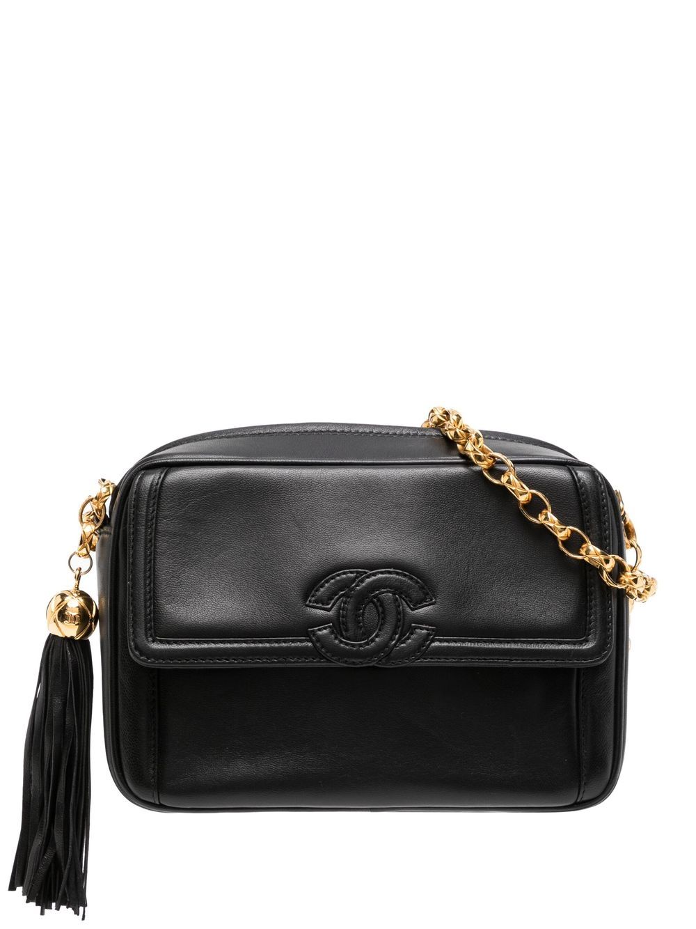 Pre-owned Chanel 1992 Cc Tassel-detail Crossbody Bag In Black | ModeSens