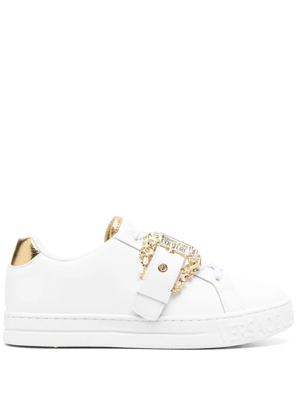 

Versace Jeans Couture tenis con agujetas y hebilla - Blanco