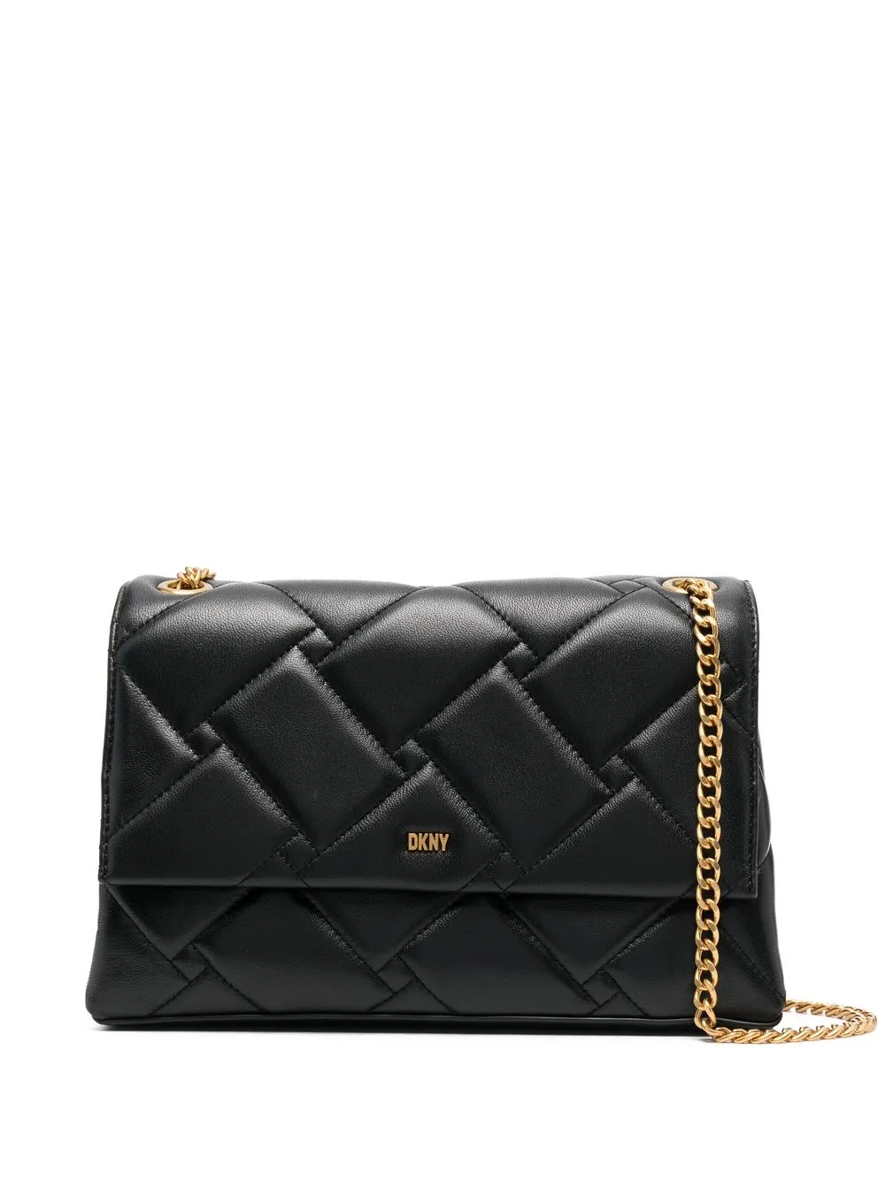 

DKNY logo-plaque quilted shoulder bag - Black