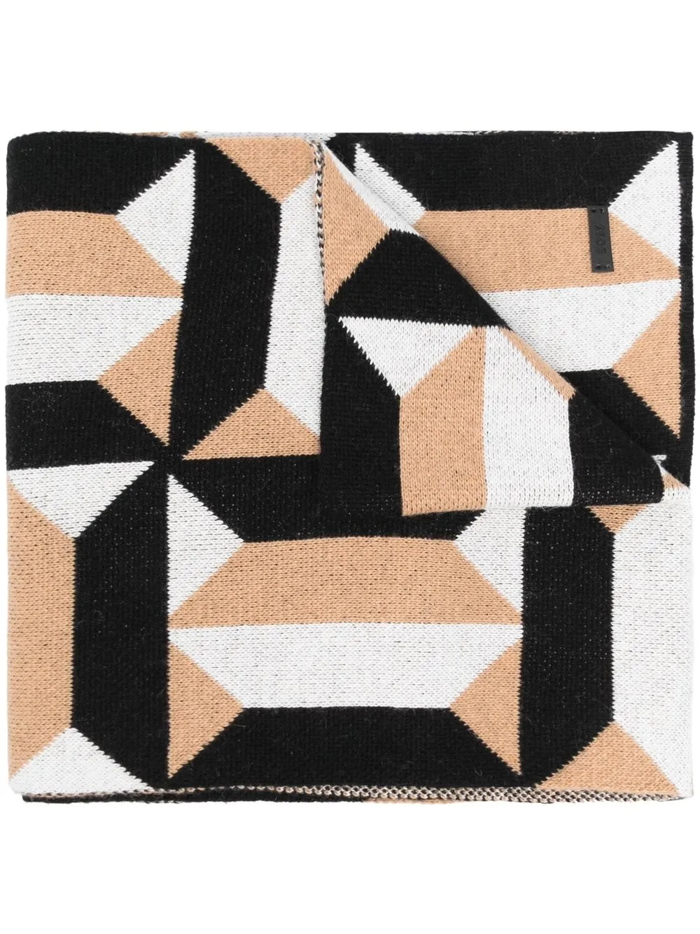 

BOSS geometric-pattern scarf - Black