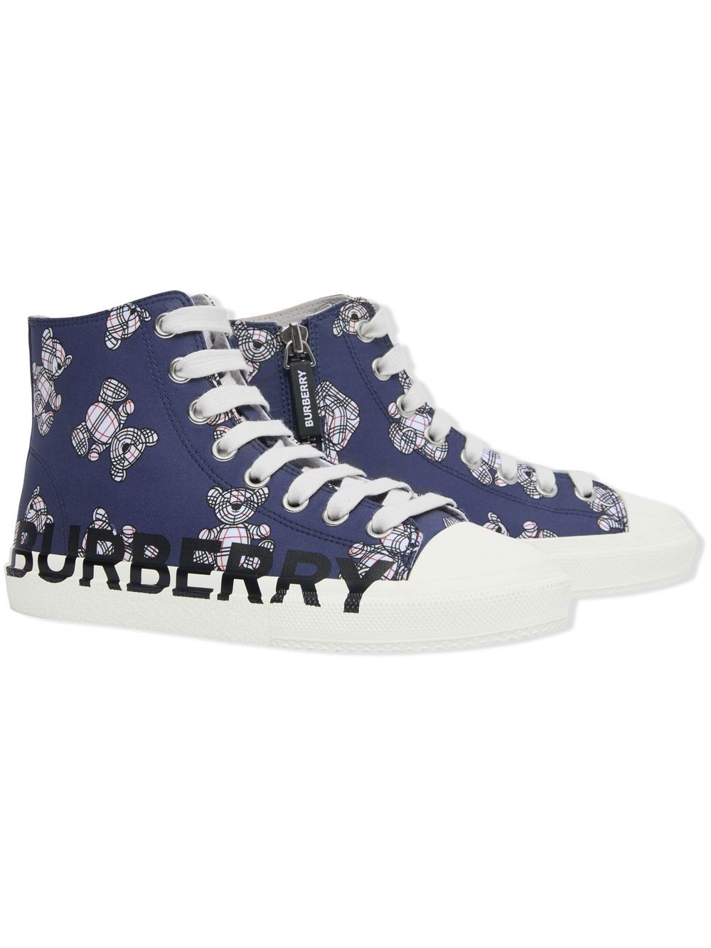 Burberry Kids' Logo-print Hi-top Sneakers In Blue