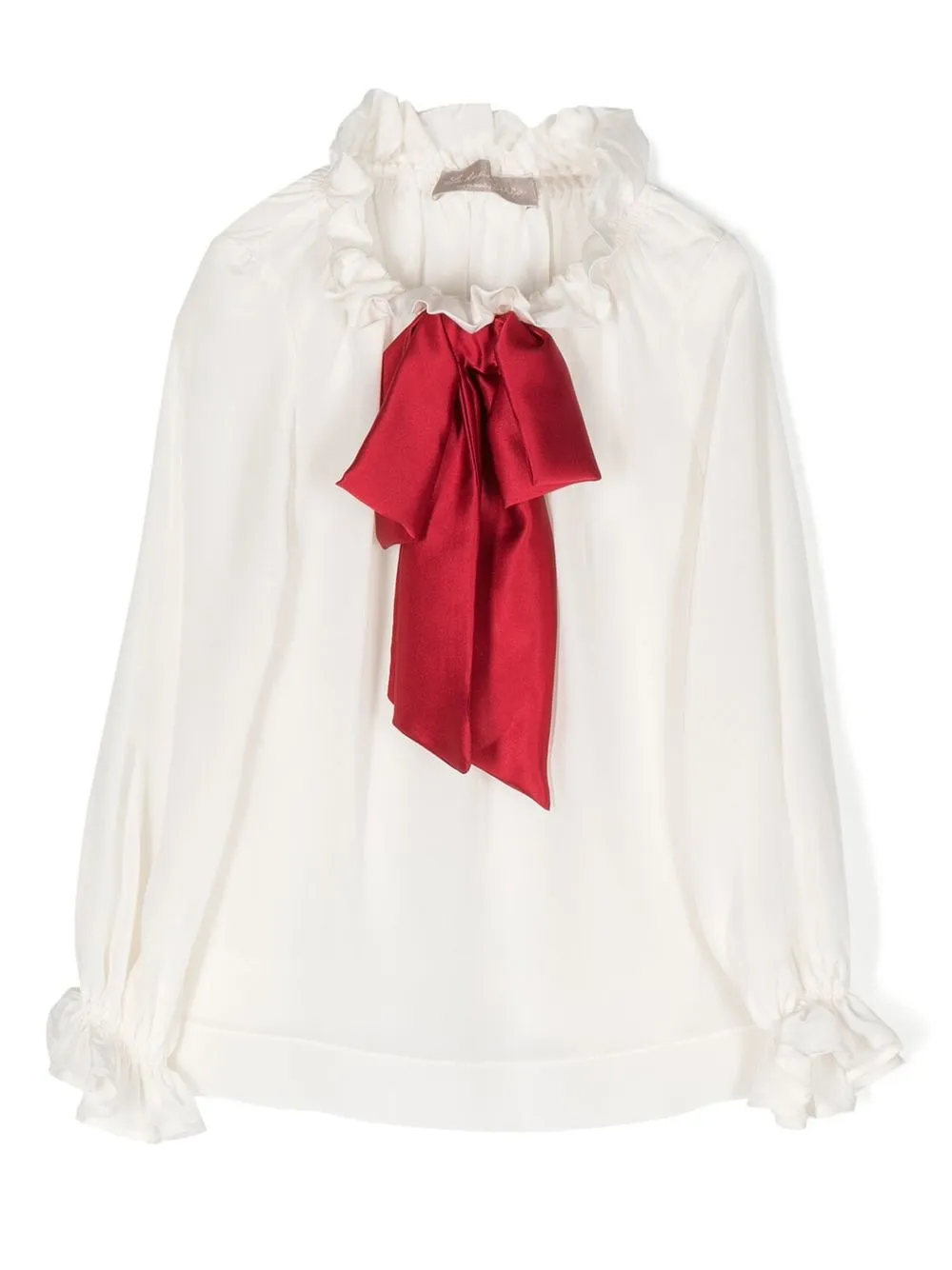 

La Stupenderia pussy-bow ruffled silk blouse - White