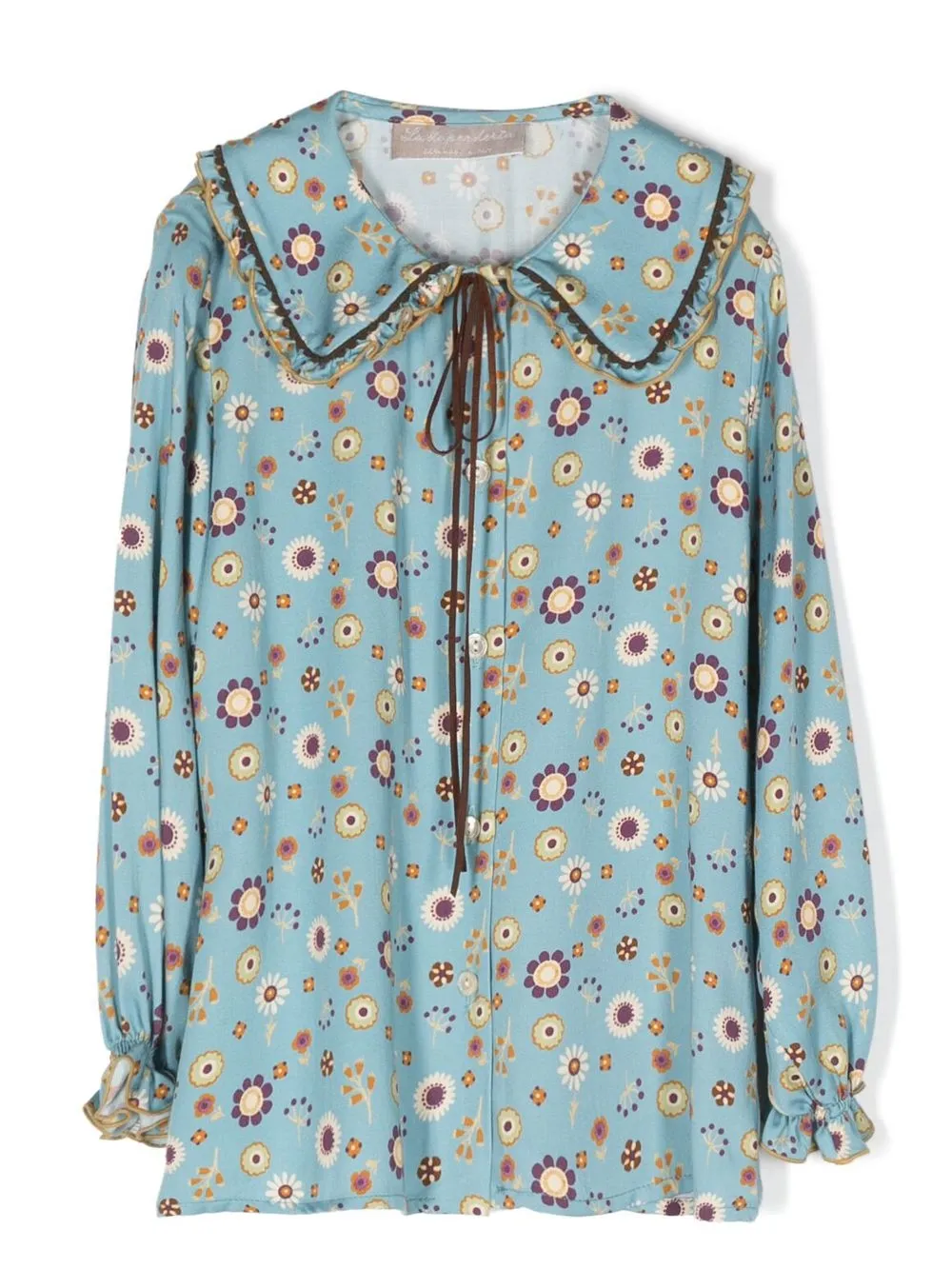 

La Stupenderia floral-print long-sleeved blouse - Blue