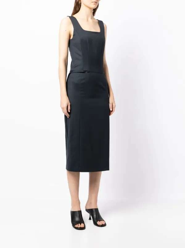 Low Classic side-slit Belted Dress | Blue | FARFETCH
