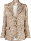 Self-Portrait metallic checked tweed blazer - Yellow
