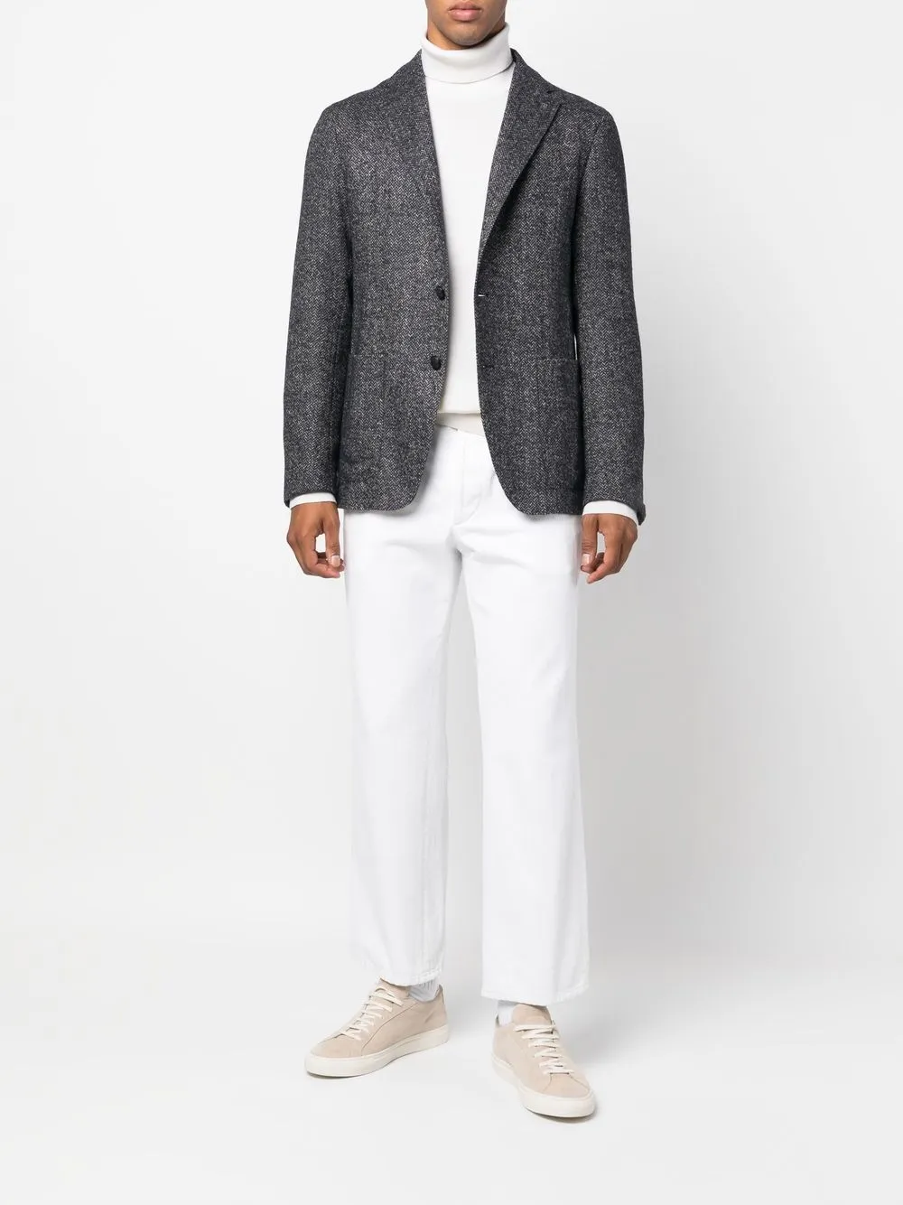 

Tagliatore blazer con motivo de espiga y botones - Azul