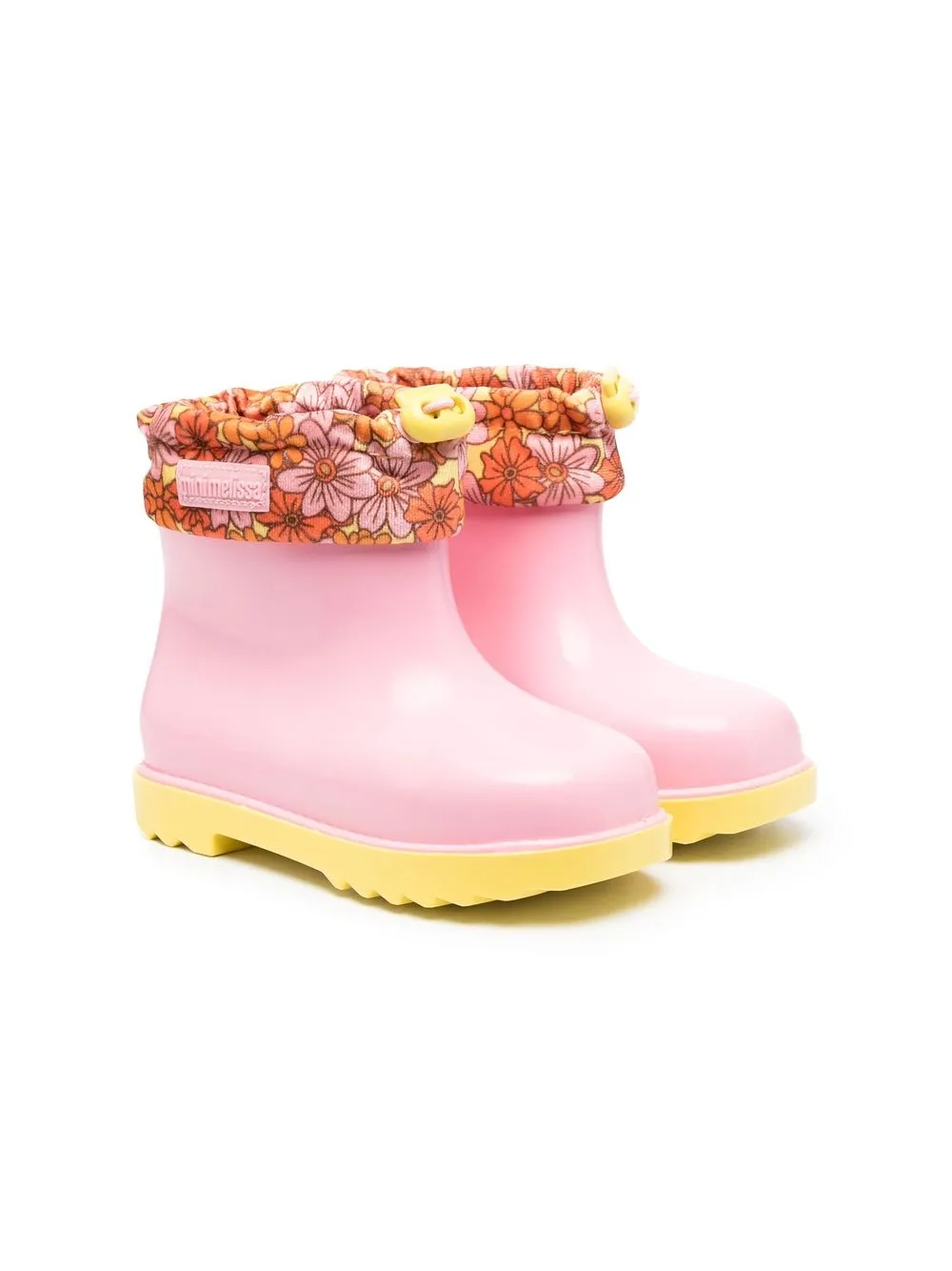 

Mini Melissa floral-print trim ankle boots - Pink