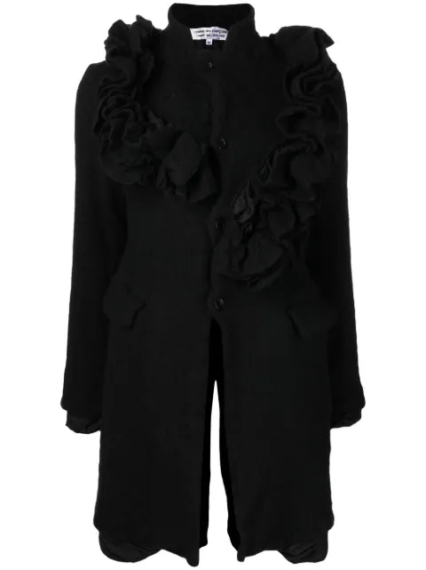 frill-trimmed single-breasted coat
