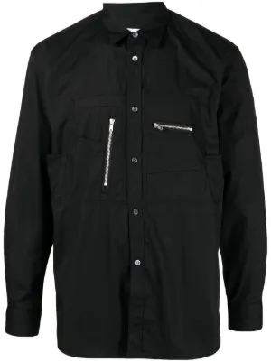 Comme Des Garçons Shirt mesh-panelled long-sleeve Shirt | Black