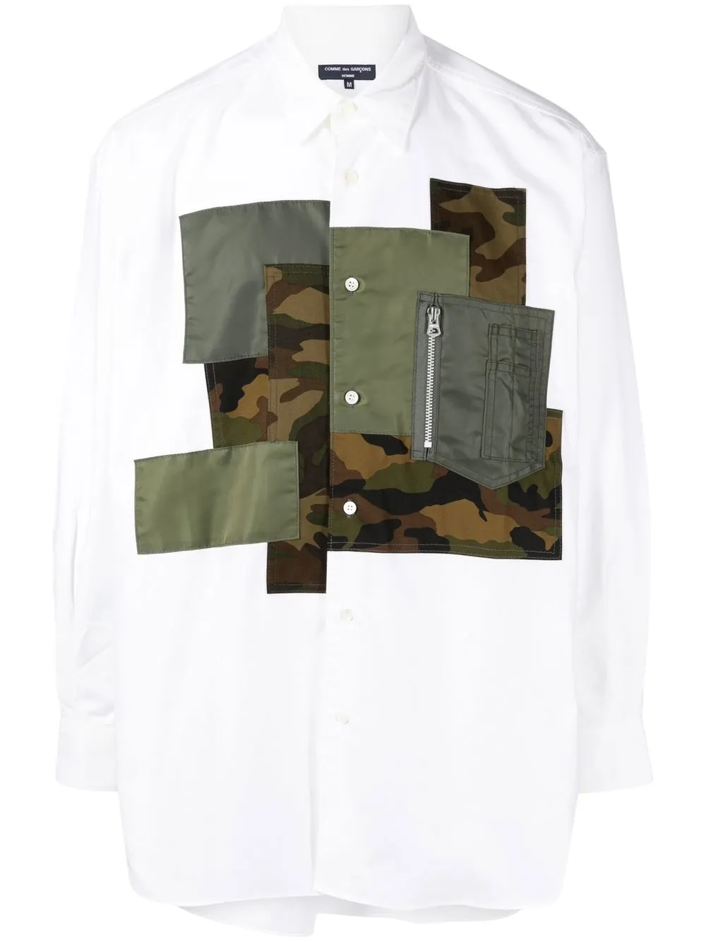 

Comme Des Garçons Homme camisa con diseño patchwork y botones - Blanco