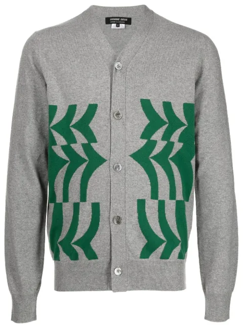 pattern-knit wool cardigan