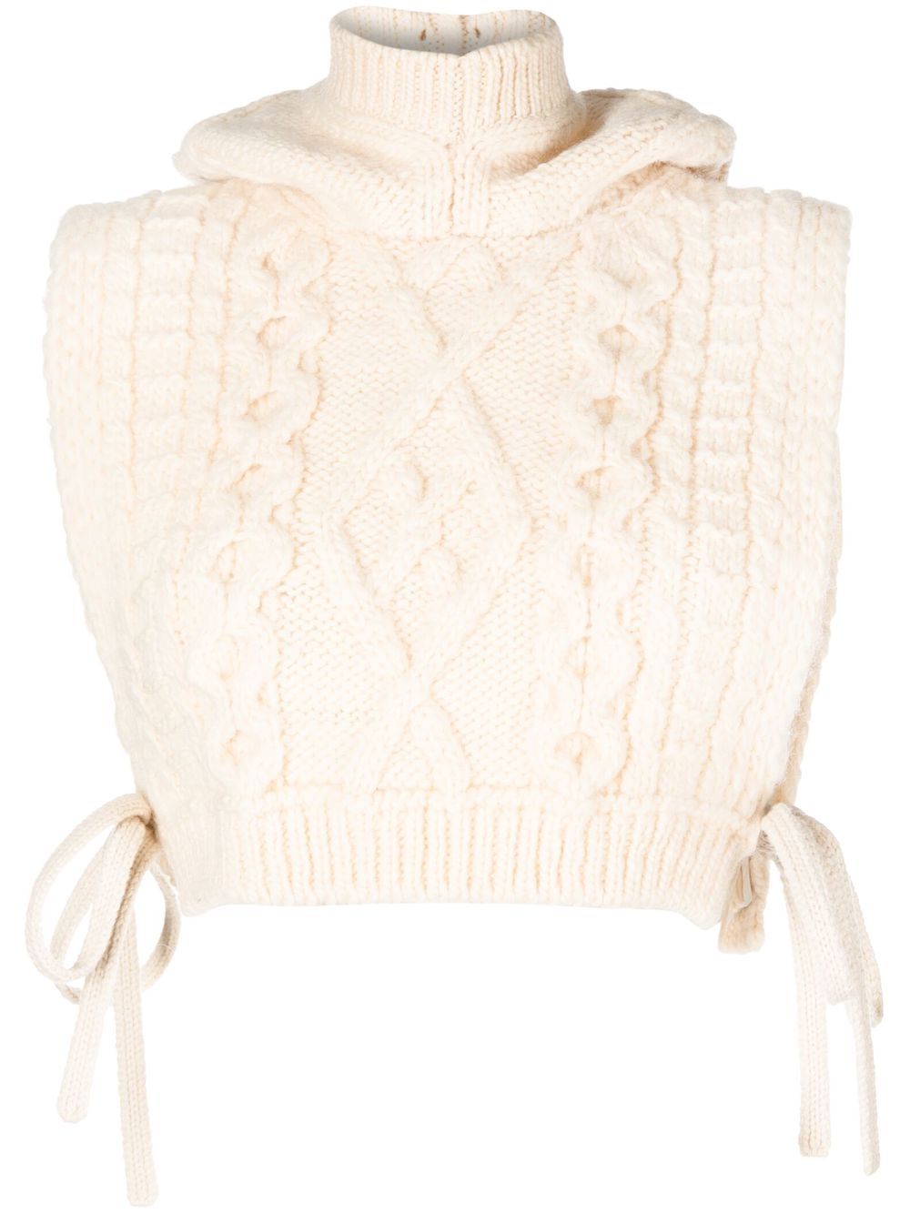 

Comme des Garçons TAO cable-knit hooded crop top - Neutrals