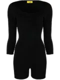 AERON fine-ribbed scoop-neck playsuit - Black