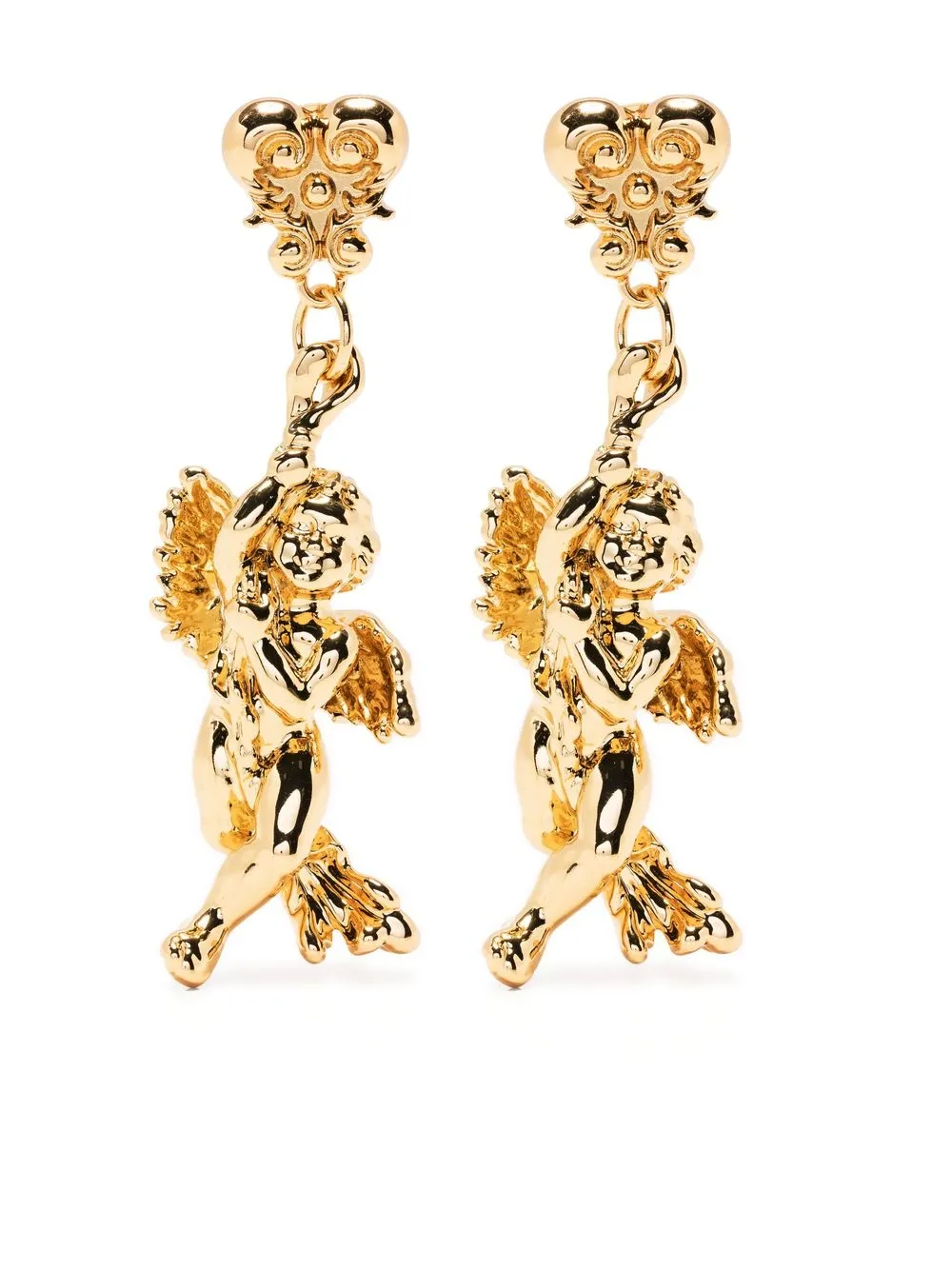 

Moschino aretes de clip con dije estampado - Dorado