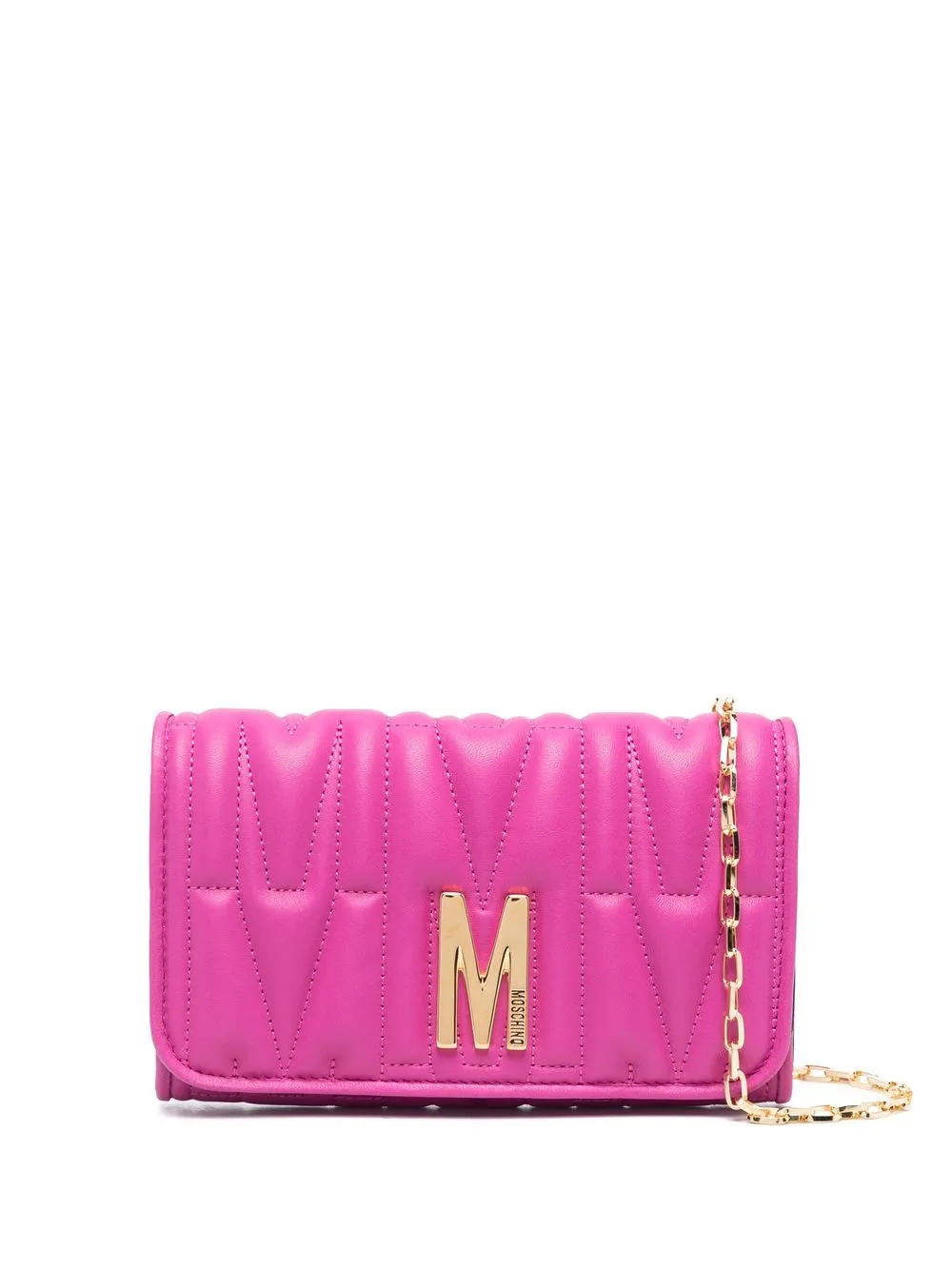 

Moschino bolsa de mano capitonada con placa del logo - Rosado