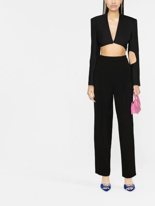 Self-Portrait high-waist Straight Trousers | Black | FARFETCH