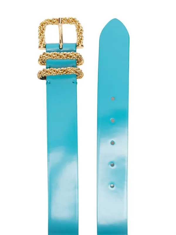 BY FAR Katina Leather Buckle Belt | Blue | FARFETCH display picture 3
