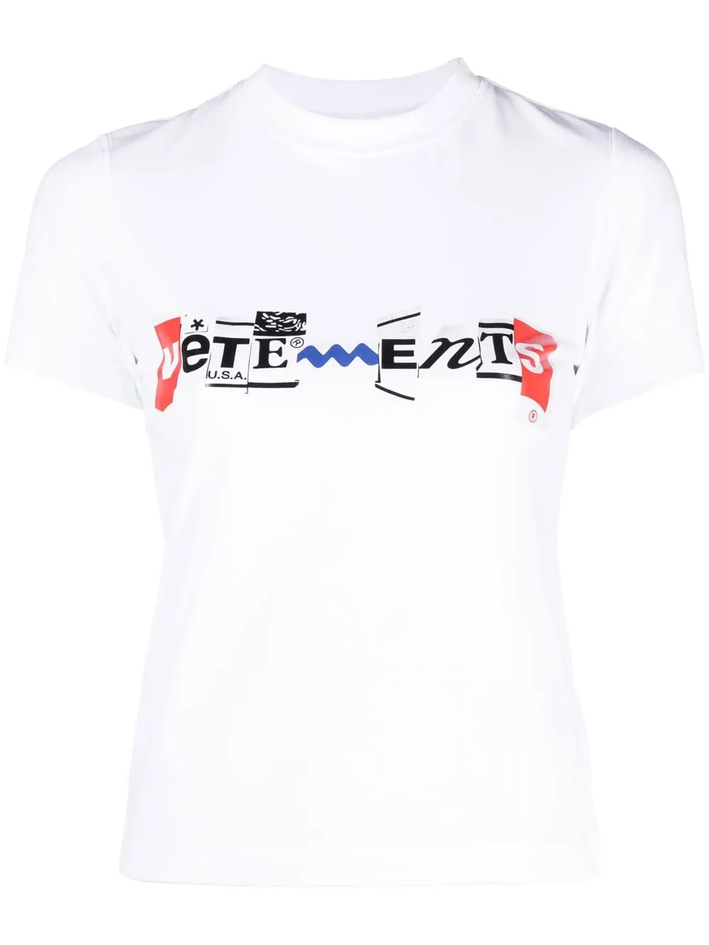 

VETEMENTS playera con logo estampado y cuello redondo - Blanco