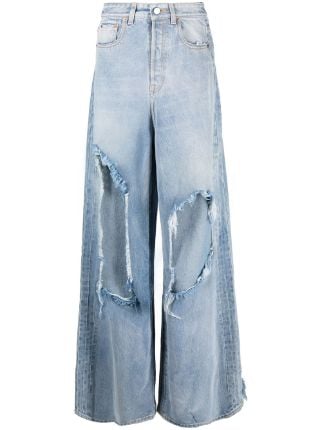 VETEMENTS Distressed wide-leg Jeans - Farfetch