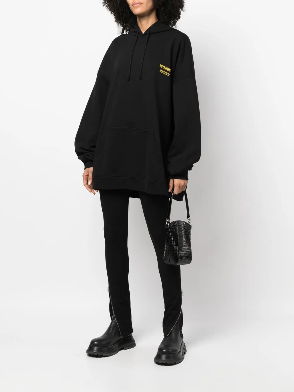  Vetements Hoodie Mit Logo Stickerei   Schwarz 