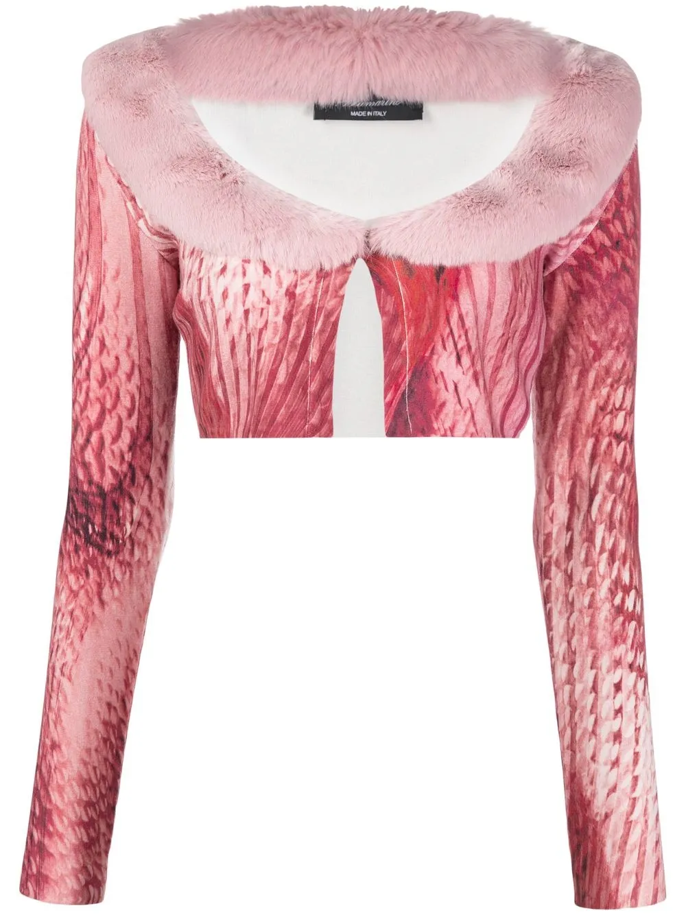 

Blumarine cárdigan corto con ribete de pelo artificial - Rosado