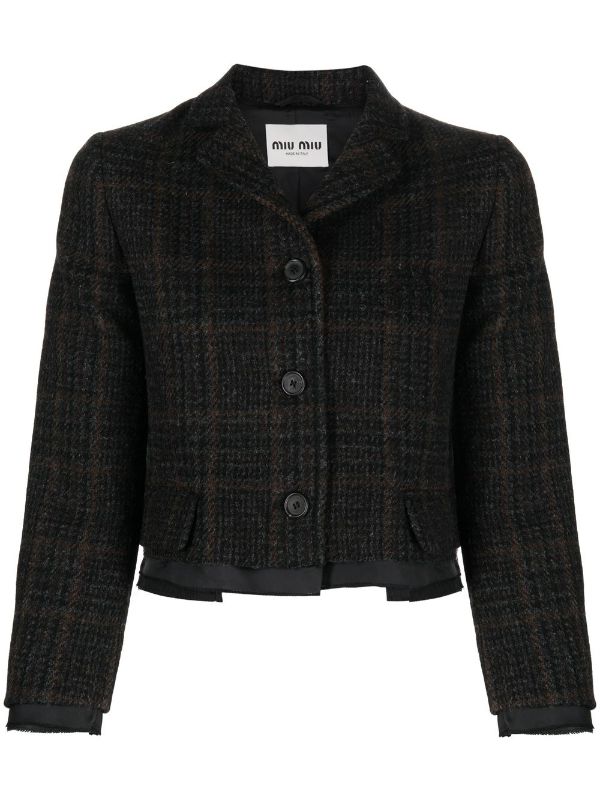 Miu Miu check-pattern Virgin Wool Jacket - Farfetch